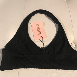 Misguided Black Halter Bralett Size S